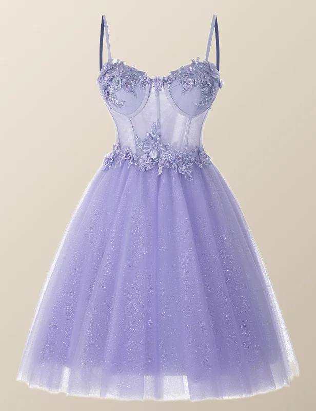 Lavender Corset A-line Short Homecoming Dress