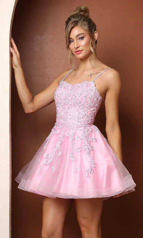 Short Lace-Embroidered Baby Doll Homecoming Dress