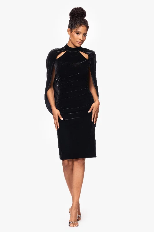 "Kristin" Short Velvet Cape Back Dress