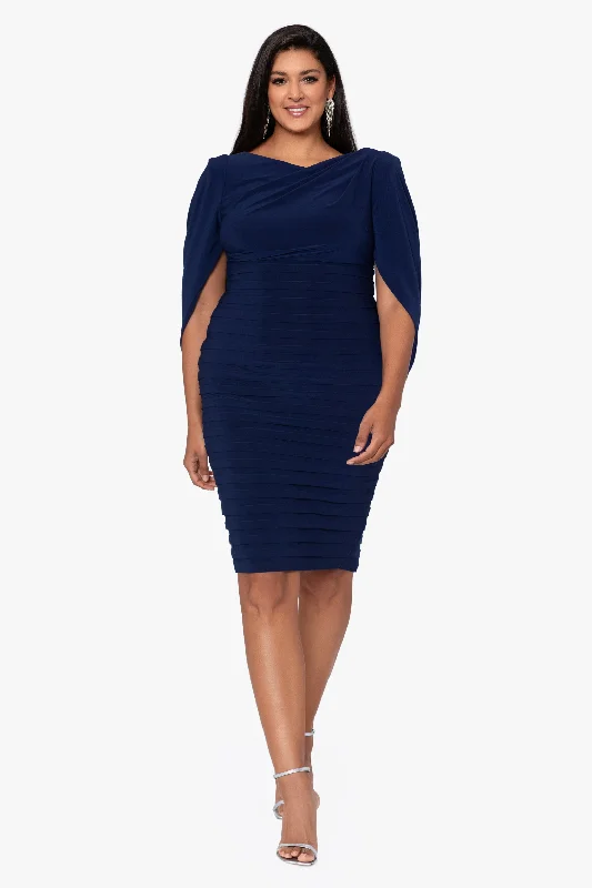 Plus "Giovanna" Short Jersey Knit Banded Skirt Cape Back Dress