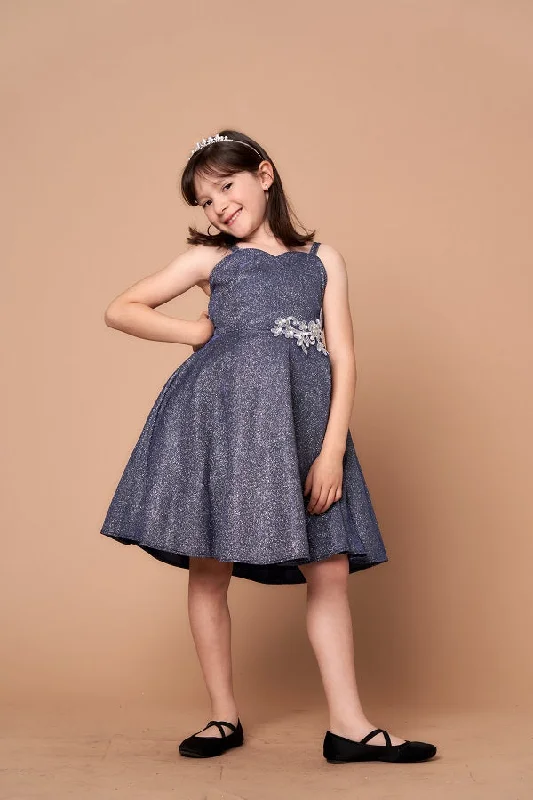 Girls Glitter Sleeveless Short Dress by Calla D818