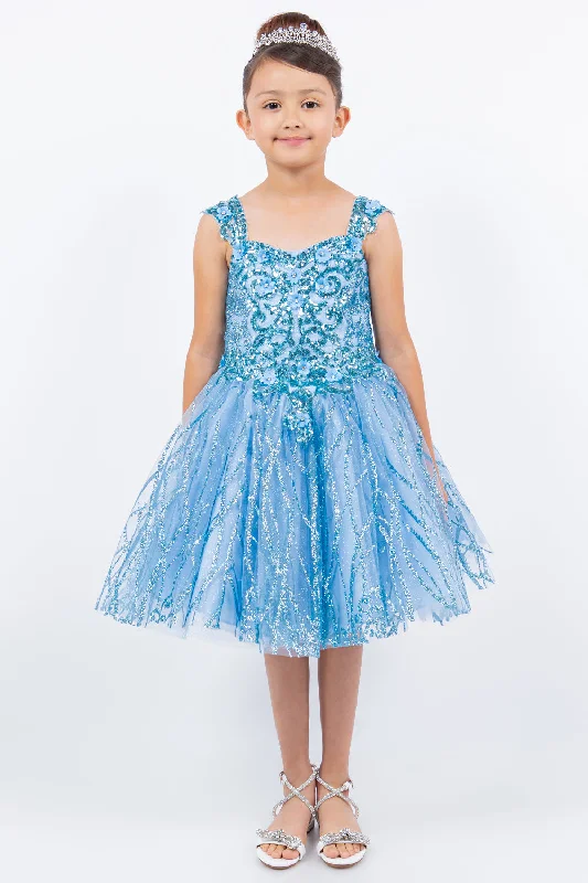 Girls Short Glitter Print Dress by Cinderella Couture 5136