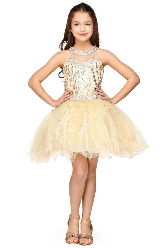 Girls Short Halter Glitter Dress by Cinderella Couture 5090