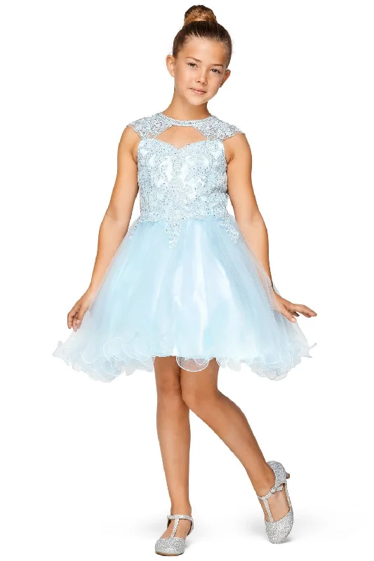 Girls Short Ruffled Dress with Lace Bodice by Cinderella Couture 5083