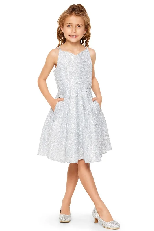 Girls Short Sleeveless Metallic Dress by Cinderella Couture 8011