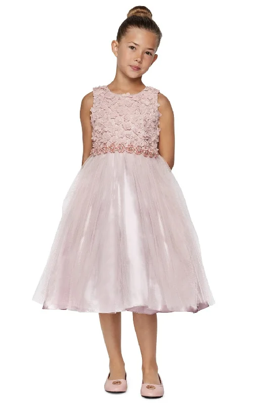 Girls Short Tulle Dress with 3D Flowers by Cinderella Couture 5059