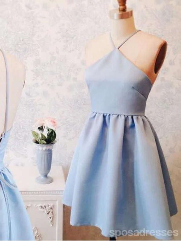 Halter Simple Cute Cheap Blue Homecoming Dresses 2018, CM433