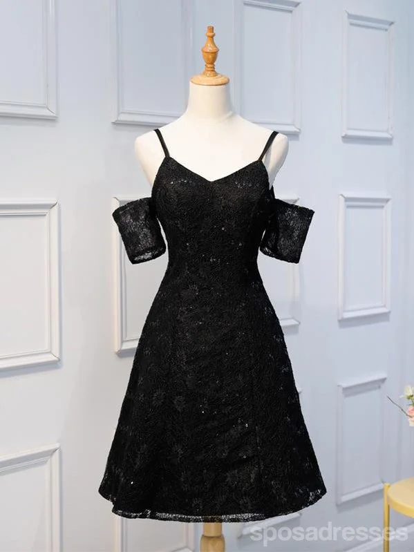 Off Shoulder Black Lace Cheap Short Homecoming Dresses Online, CM664