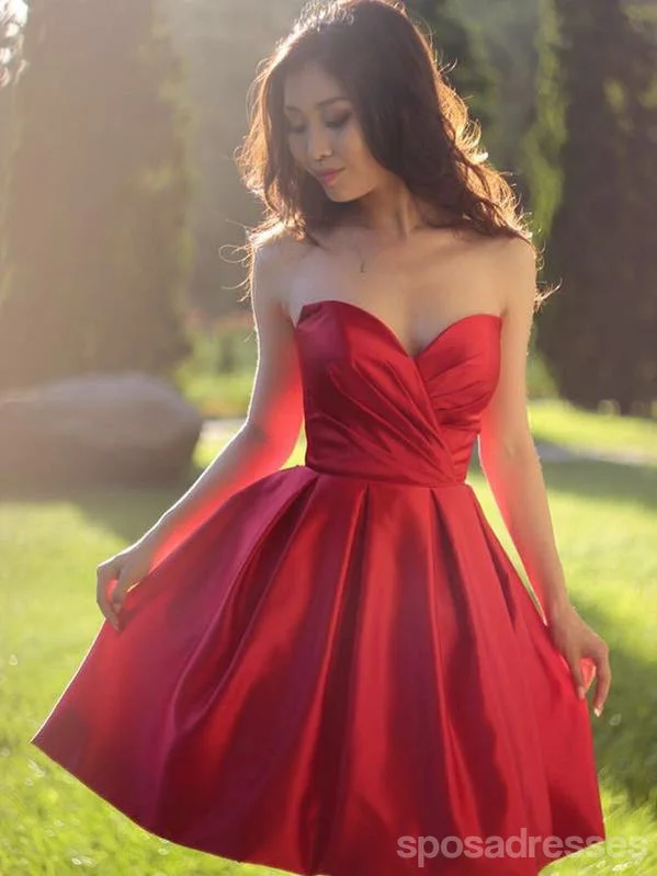 Red Simple Sweetheart Cheap Homecoming Dresses Under 100, CM589