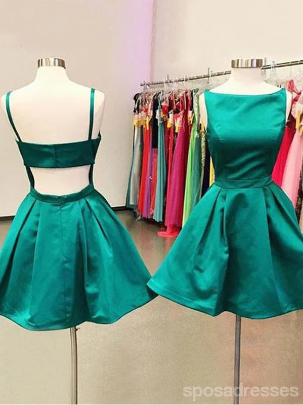 Short Cheap Open Back Emerald Green Homecoming Dresses, CM448