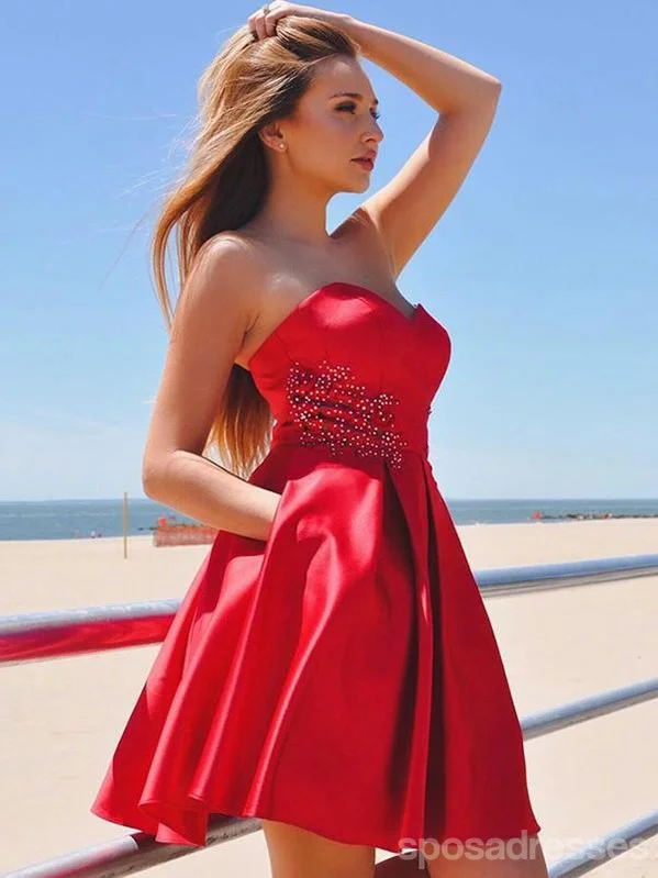 Sweetheart Simple Red Cheap Short Homecoming Dresses Online, CM711