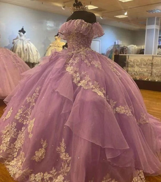 A-line Tulle Ball Gown Puffy Sweet 16 Dress Birthday Dress    S2338