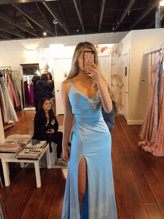 Blue Formal Dress Long Prom Dresses     S3262