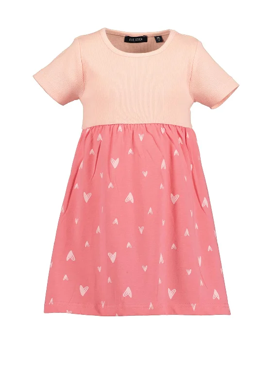 Blue Seven Girl Short Sleeve Heart Print Dress, Pink