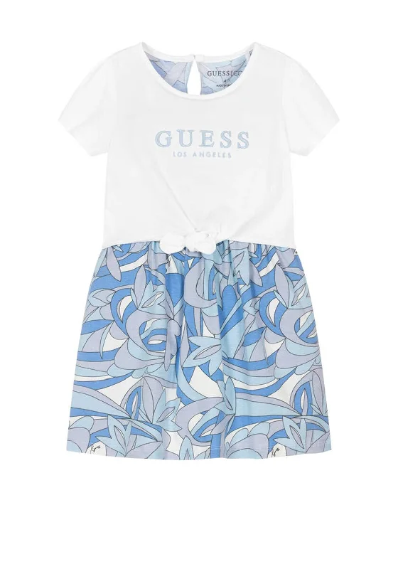 Guess Girl Print Short Sleeve Tee Dress, Blue