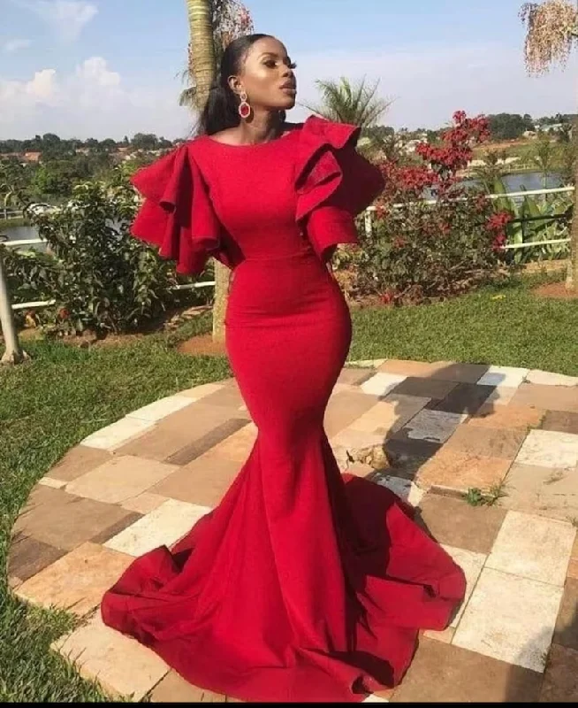 Long Mermaid red dress , long evening dress , women fashion dresses, prom long gown    S2379