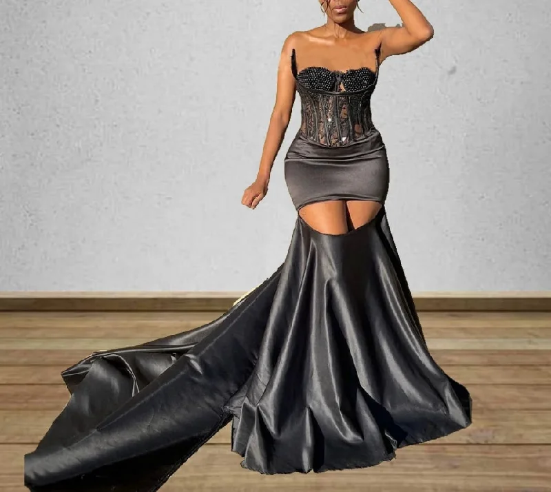 Luxury Ayaba Black Evening Dresses Mermaid Wedding Party Gowns African Special Occasion Dress