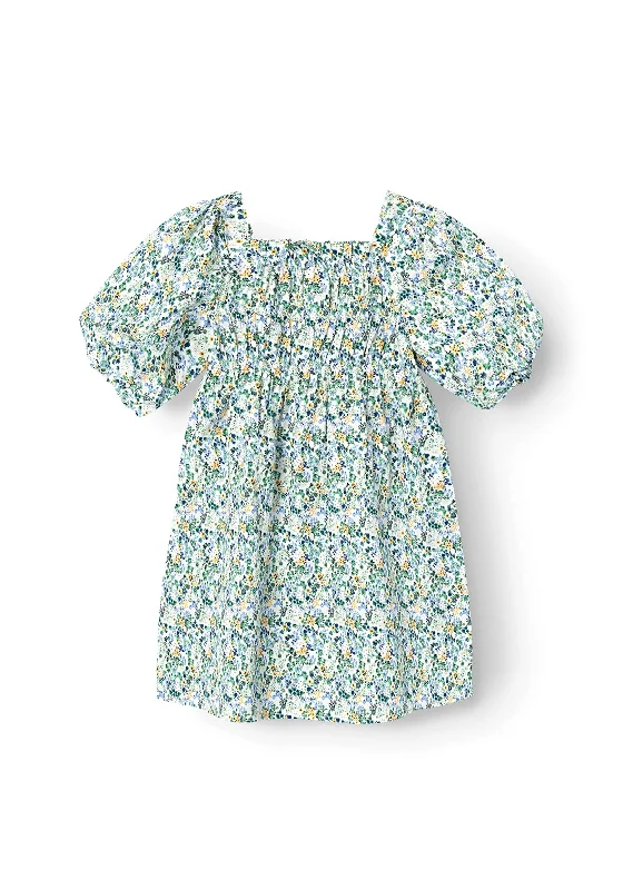 Name It Kid Girl Huliane Short Sleeve Floral Dress, Oatmeal