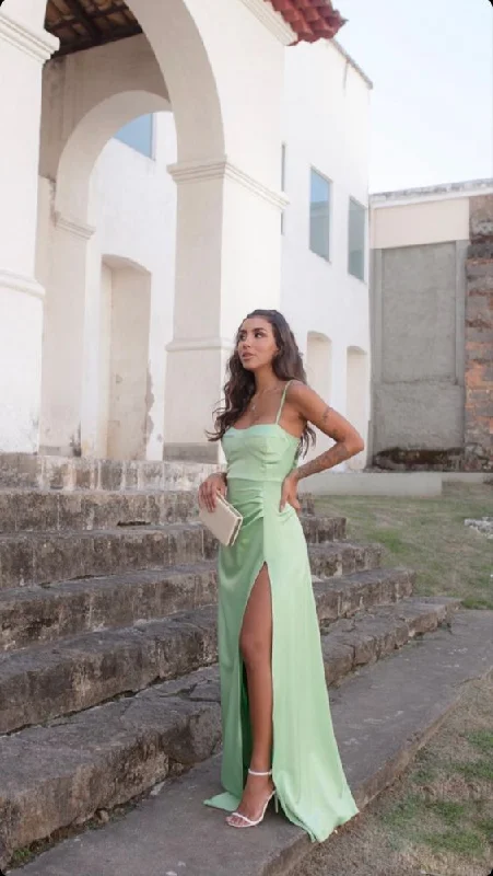 Sage Green Long Evening Dresses Formal Dress      S3596