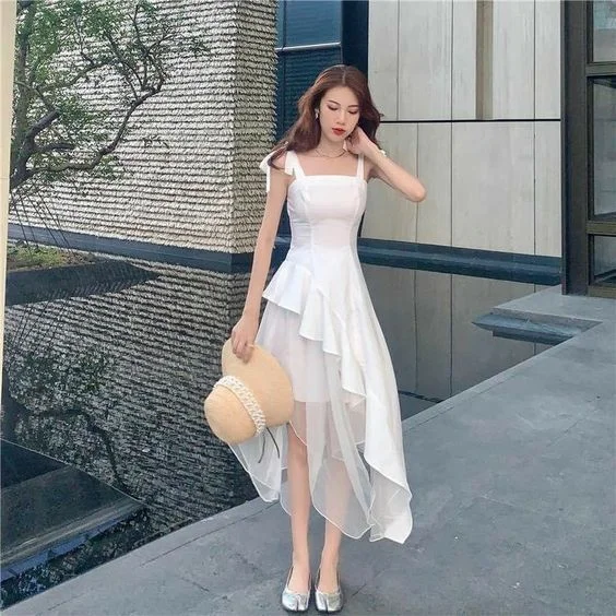 White Simple Wedding Party Dress, White Short Prom Dress Graduation Dress     S3376