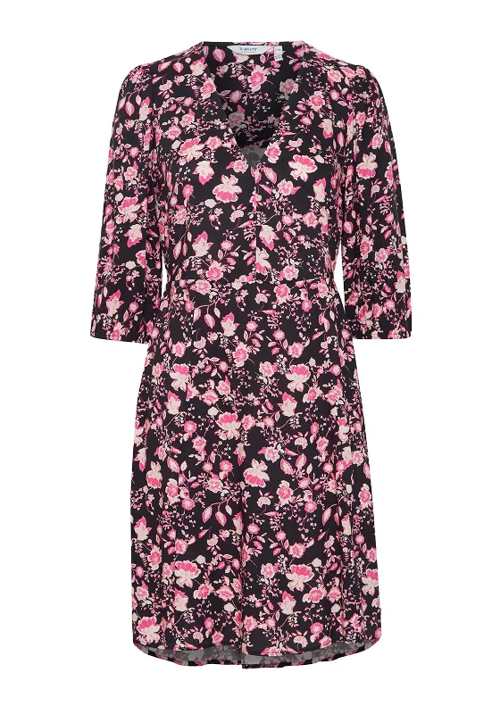 B.Young Josa Floral Print Knee Length Dress, Super Pink Mix