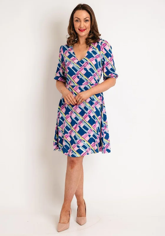 B.Young Josal Print Knee Length Dress, True Navy Mix