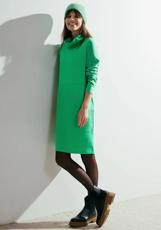 Cecil Volume Collar Knee Length Sweat Dress, Celery Green