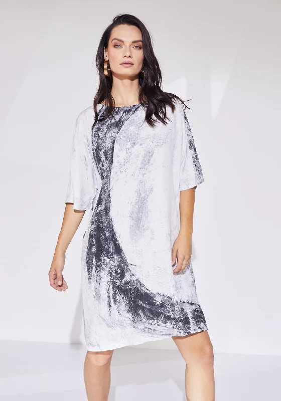 Naya Curve Placement Print Knee Length Dress, Grey