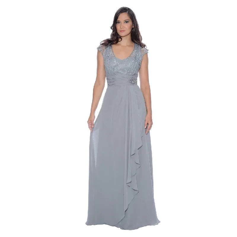 Decode 1.8 - Lace Scoop Top Chiffon Gown 182924