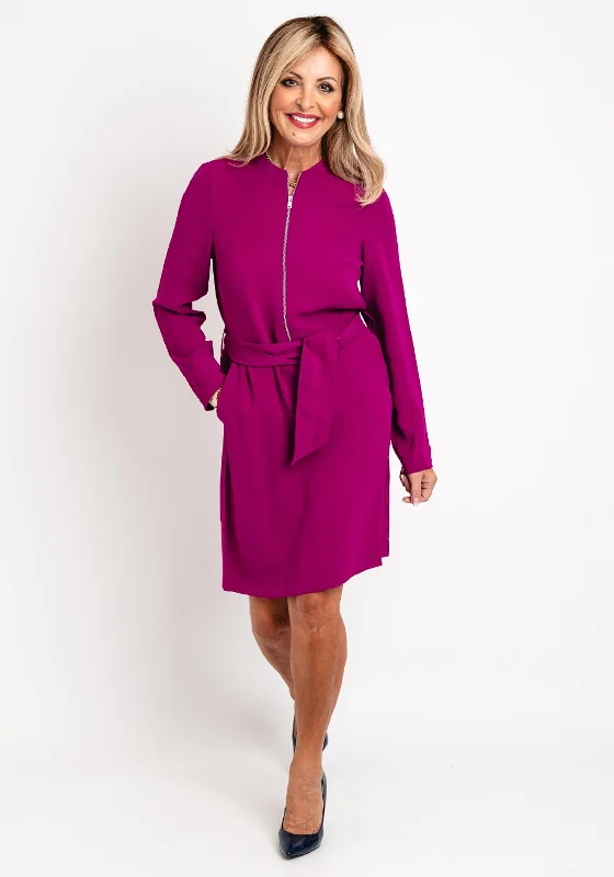 Eva Kayan Half Zip Knee Length Dress, Magenta