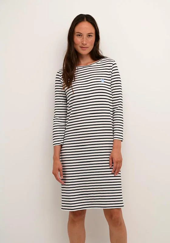 KAFFE Kaliddy Striped Knee Length Jersey Dress, Black & White