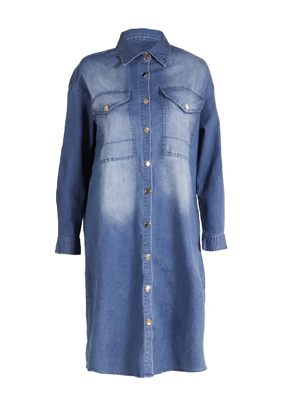 Nu Denmark Taia Knee Length Denim Shirt Dress, Blue